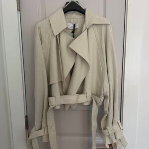 Victoria Beckham x Mango Cropped Trench Coat / Jacket in Tan Women’s Size L NWT